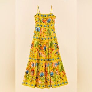 Farm Rio Yellow Summer Garden Sleeveless Maxi Dress